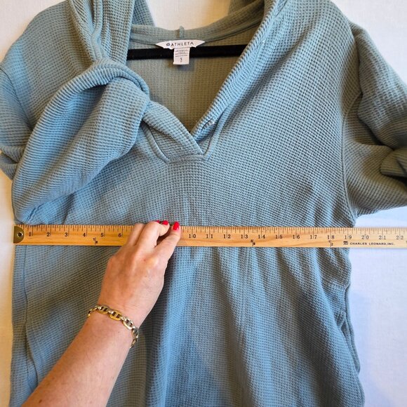Athleta Hooded Pullover Sweater Womens Small Coastal Luxe Oversized Waffle-Knit - Picture 5 of 5